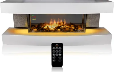 Produktbild von Classic Fire Elektrokamin Montreal Elektrischer Kamin 2000W - mit Heizung und Kaminfeuer - Deko Kamin mit LED - Einstellbarer Thermostat - Inkl. Fernbedienung - Weiß