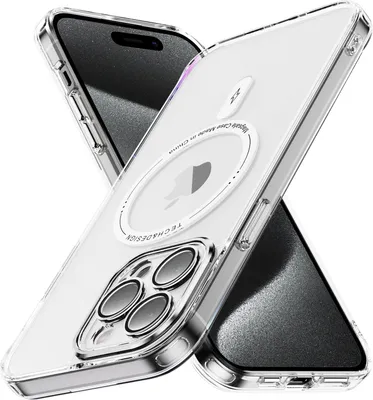 Produktbild von Magnetisch Klare Hülle für iPhone 15 Pro Max, Kompatibel mit MagSafe, Hybrid Stoßfeste Handyhülle Transparent