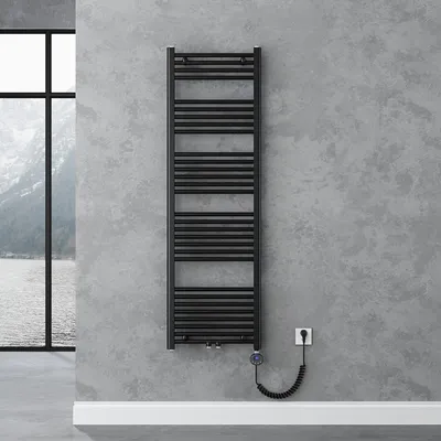 Image de doporro Radiateur de Salle de Bain Sèche-Serviette 160x50cm Radiateur Tubulaire Vertical Chauffage Électrique Gris-Noir avec Résistance pour Radiateur 800W