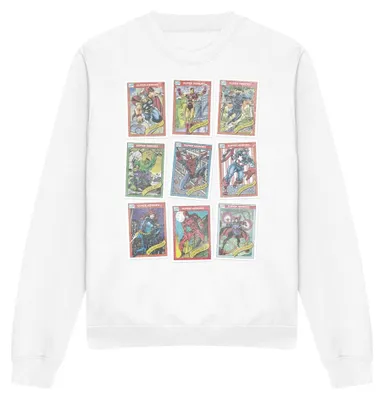Immagine prodotto di Felpa unisex Marvel, modello "Trading Card Grid", per uomo/donna, in tessuto, a maniche lunghe, codice prodotto TV36609 (taglia L), colore bianco
