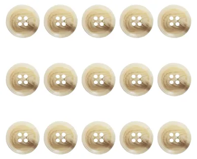 15 bunte Knöpfe mit 4 Löchern zum Nähen, beige