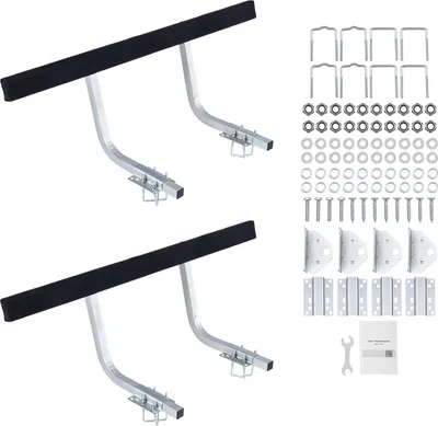 Image de Guide-remorque SucceBuy 425 mm / 475 mm (hauteur d'installation), réglable de 0 à 18 cm, en acier robuste avec plaques d'appui stables, adapté aux remorques ponton avec différents supports (poutres en L/caisses/profilés en C)