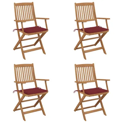 Immagine prodotto di The Living Store Sedie da giardino pieghevoli 4 pezzi con cuscino in legno massiccio di acacia