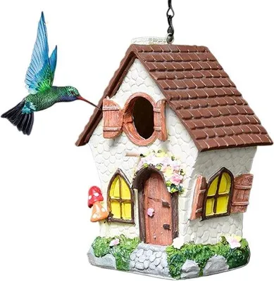 Productafbeelding van Vogelhuisje - Vinkenhuisje Nestkast - Vogels Huisvesten - Handbeschilderd Ontwerp - 21 cm Hoogte - Multicolor