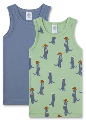 Image de Sanetta Maillot de corps garçon (pack de 2) vert & bleu suricate 104