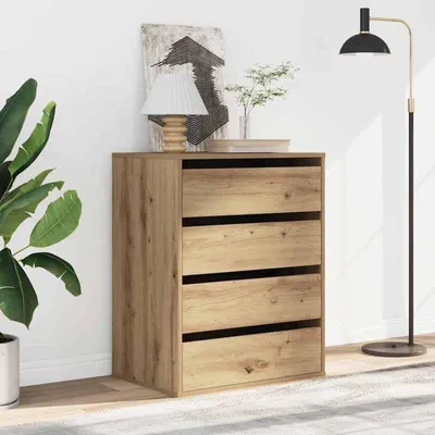 Image de Armoire de rangement en bois massif, design moderne – Armoire avec serrure – Meuble minimaliste – 60x41x76 cm