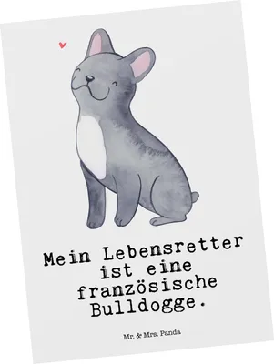 Produktbild von Mr. & Mrs. Panda Fotokarte Französische Bulldogge Lebensretter - Weiß - Geschenk, Postkarten, bildkarte, Postkarte, einzelkarte, Grußkarte, Ansichtskarten