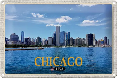 Produktbild von Blechschild Reise 30x20cm Chicago USA Skyline Hochhäuser