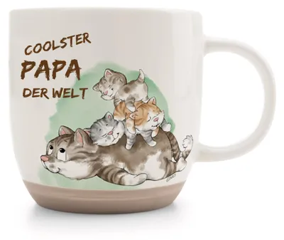 Produktbild von Nici Tasse Katze "Coolster Papa der Welt" weiß/lgrün 400 ml