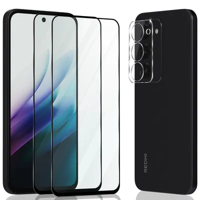 Obrázek produktu pro 2-balení Xiaomi Redmi 15 Ochranné sklo na displej & 1-balení ochrana objektivu - Tvrzené sklo 9H - Super kvalita 3D