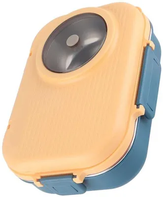 Image de Boîte isotherme à double paroi pour tasses, 1100 ml - 3 compartiments - Base antidérapante - Acier inoxydable
