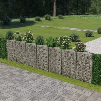 Image de vidaXL Mur de gabions Acier galvanisé 450×30×100 cm