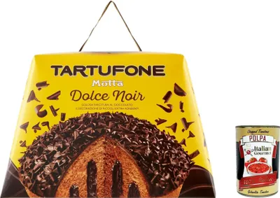 Produktbild von Motta Tartufone DolceNoir leckere Kakaofüllung bedeckt mit dunkler Schokolade 650g + Italian gourmet polpa 400g