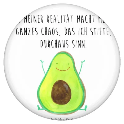 Produktbild von Mr. & Mrs. Panda Pin Avocado Glücklich - Weiß - Geschenk, Chaos, Reversnadel, Button, Plakette, Anstecker, Juhuu, Badge