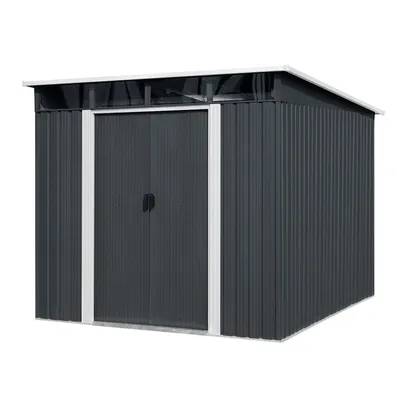 Produktbild von 4iQ Gerätehaus Metall 6,6 m² 279x238 cm Bodenrahmen Geräteschuppen Anthrazit