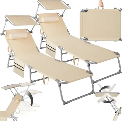Produktbild von tectake® 2er Set Sonnenliege Chloé 4-stufig mit Kopfpolster