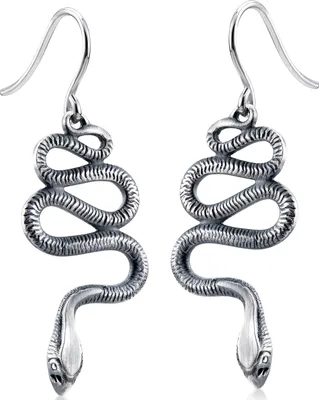 Produktbild von MATERIA lange Ohrhänger Schlange Silber 925 SERPE- Antik Silber Damen Ohrringe Tier inkl. Schmuck Box #SO-134