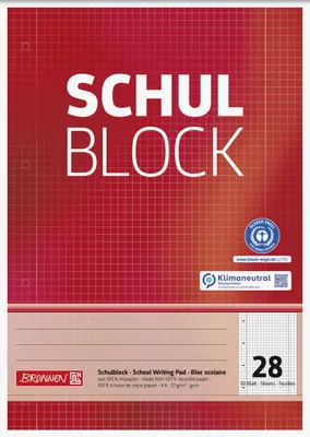Produktbild von BRUNNEN Schulblock A4 Lineatur 28 50 Blatt Recyclingpapier 105260801