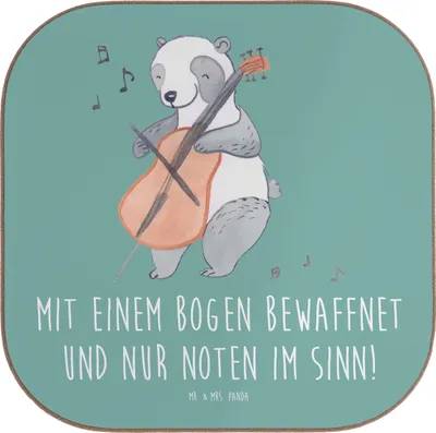 Produktbild von Mr. & Mrs. Panda Tassenuntersetzer Violoncello Magie - Meeresbrise - Geschenk, Tischschoner, Musik, Instrument, Getränkeuntersetzer, Musiktheorie, Noten, Tischuntersetzer