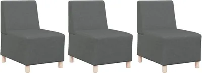 Image de vidaXL Canapé modulaire sans accoudoirs 3 pcs gris foncé 55 x 74 x 82 cm Tissu