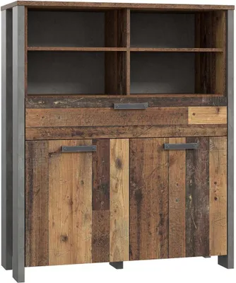 Produktbild von Highboard Kommode CLIF 2 Türen 1 Schublade Optik: Old Wood Vintage