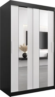 Produktbild von Kleiderschrank, Schiebetürenschrank Schlafzimmer, Schrank mit Spiegel POLE 120 cm