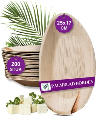 Palmblatt-Einwegteller oval 25 cm, 200 Stück, natur