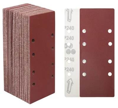 Obrázok produktu pre Brúsne listy, rozmer 93 x 230 mm, zrniteľnosť 240, 30 kusov, 8 otvorov