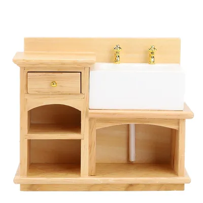 Image de Evier pour maison de poupée,1:12 Evier miniature,Meuble pour maison de poupée,Meuble miniature,Accessoire pour maison de poupée