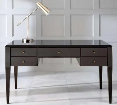 Produktbild von Casa Padrino Luxus Neoklassik Schreibtisch mit 5 Schubladen Schwarz / Grau 140 x 70 x H. 81 cm - Art Deco Büromöbel