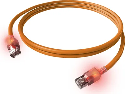 Immagine prodotto di Cavo patch EasyLan DualBoot LED RJ45 S/FTP Cat.6A (Classe EA), con spina saCon, LSOH, arancione, 0,5 m