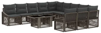 Productafbeelding van vidaXL Tuinset met 12 stukken, grijs en donkergrijs, van polyrotan