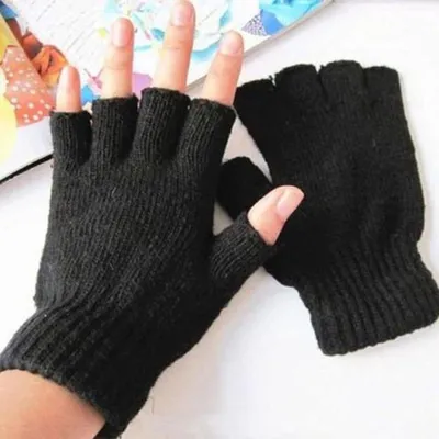 Produktbild von Jumada's – Einheitsgröße – Schwarze fingerlose Handschuhe – Bürohandschuhe – Tippen mit Handschuhen