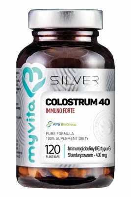 Produktbild von Colostrum 40 Immuno Forte IG Type G Standardized 400mg 120 Capsules MyVita Silver Pure