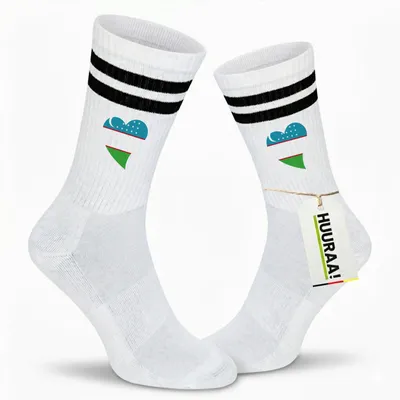 Produktbild von Huuraa Uni Socken Usbekistan Flagge Herz 42/46 Black Baumwolle Tennissocken Geschenkidee