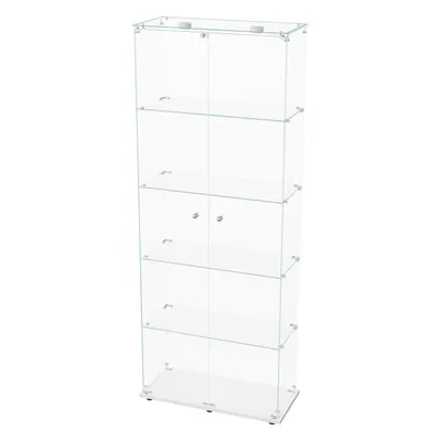 Produktbild von Fortuna Lai Glasvitrine Standvitrine in Weiß - Vitrinenschrank mit Glastür, 5 mm Gehärtetes Glas Sammlervitrine - Glasvitrine Regal Glas Schrank mit Licht 186.5 x 79 x 36.5 cm