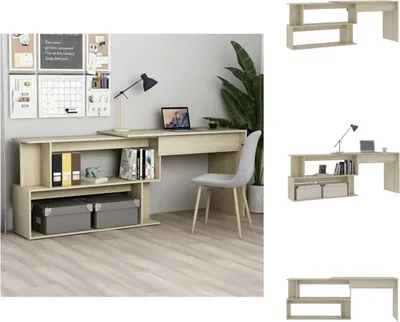 Immagine prodotto di vidaXL Scrivania ad angolo in rovere Sonoma 200x50x76 cm in legno - Scrivanie