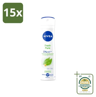 Immagine prodotto di 15 spray deodoranti NIVEA Fresh Pure, senza alluminio, 150 ml, confezione risparmio, 15 pezzi