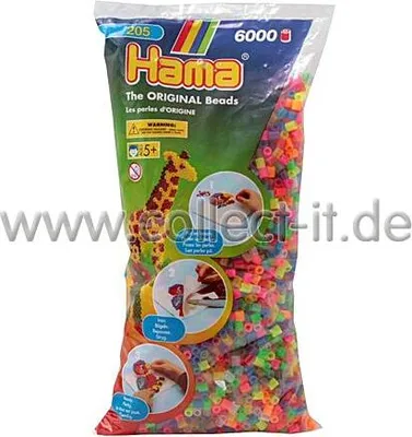 Produktbild von Hama Bügelperlen Neon Mix transparent 6000 Stück Beutel