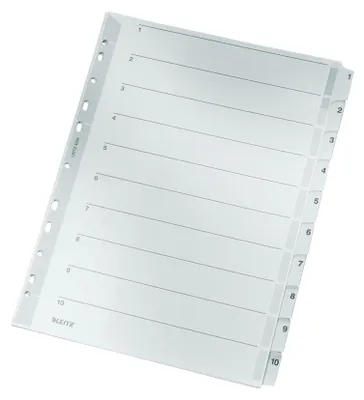 Produktbild von Leitz Kartonregister, DIN A4, 10-teilig, 1 - 10, 160g/qm, Karton, grau, Universallochung