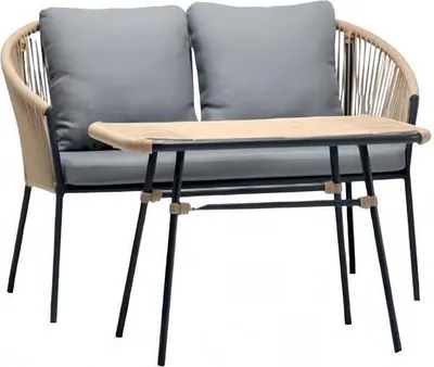 Produktbild von Garnitur Sofa 2 Sitzer Grau Couchtisch Sofas Rattan Couchtisch Luxus Modern
