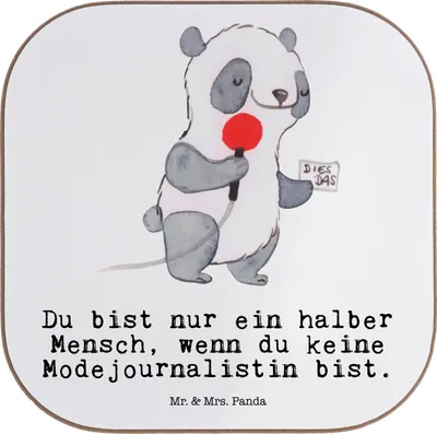 Produktbild von Mr. & Mrs. Panda Tassenuntersetzer Modejournalistin Herz - Weiß - Geschenk, Coaster, Untersetzer Gläser, Holzuntersetzer, Spruch, Studium, gläseruntersetzer, für, Lustig