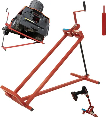 Produktbild von Rasentraktorheber 400 kg Tragkraft Akkuschrauber-Adapter, stufenlos & klappbar 45° Neigung Hebebühne
