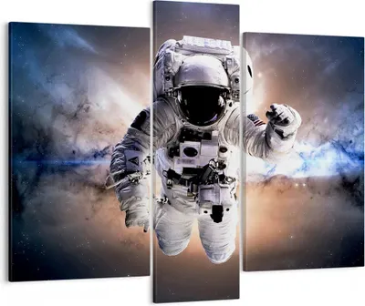 Produktbild von Bild auf Leinwand - Leinwandbild - Astronaut Erde Raum - 95x80cm - Wand Bild - Wanddeko - Wandbilder - Leinwanddruck - Bilder - Kunstdruck - Wanddekoration - Leinwand bilder - Wandkunst - CB95x80-2848