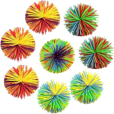 Immagine prodotto di Palline elastiche in silicone arcobaleno - 8 palline morbide e soffici in peluche - palline sensoriali antistress - stimolano le capacità sensoriali