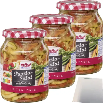 Produktbild von Hofgut Pusztasalat 3er Pack (3x370ml Glas) + usy Block