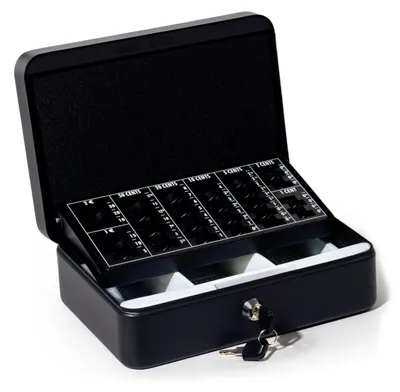 Produktbild von GREELUE Geldkassette mit münzzählbrett, 25 * 18 * 8.5 CM, Kasse Abschließbar, Cash Box Groß, Spardose, Geld organizer (Schwarz-25cm)