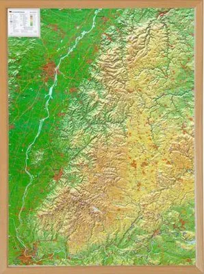 Produktbild von Schwarzwald, Reliefkarte 1:200.000 mit Naturholzrahmen