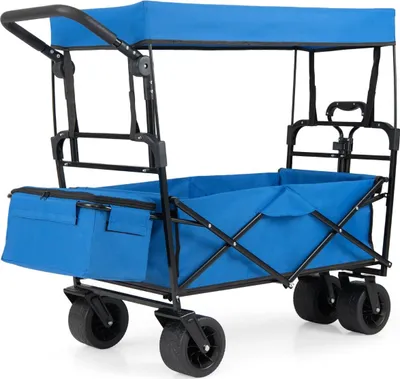 Immagine prodotto di Carrello pieghevole con tettuccio rimovibile, maniglie regolabili, blu