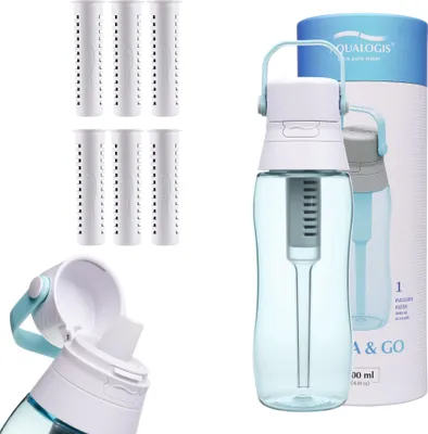 Produktbild von Aqualogis Sky Blue Filterflasche 500 ml + 6 Filters